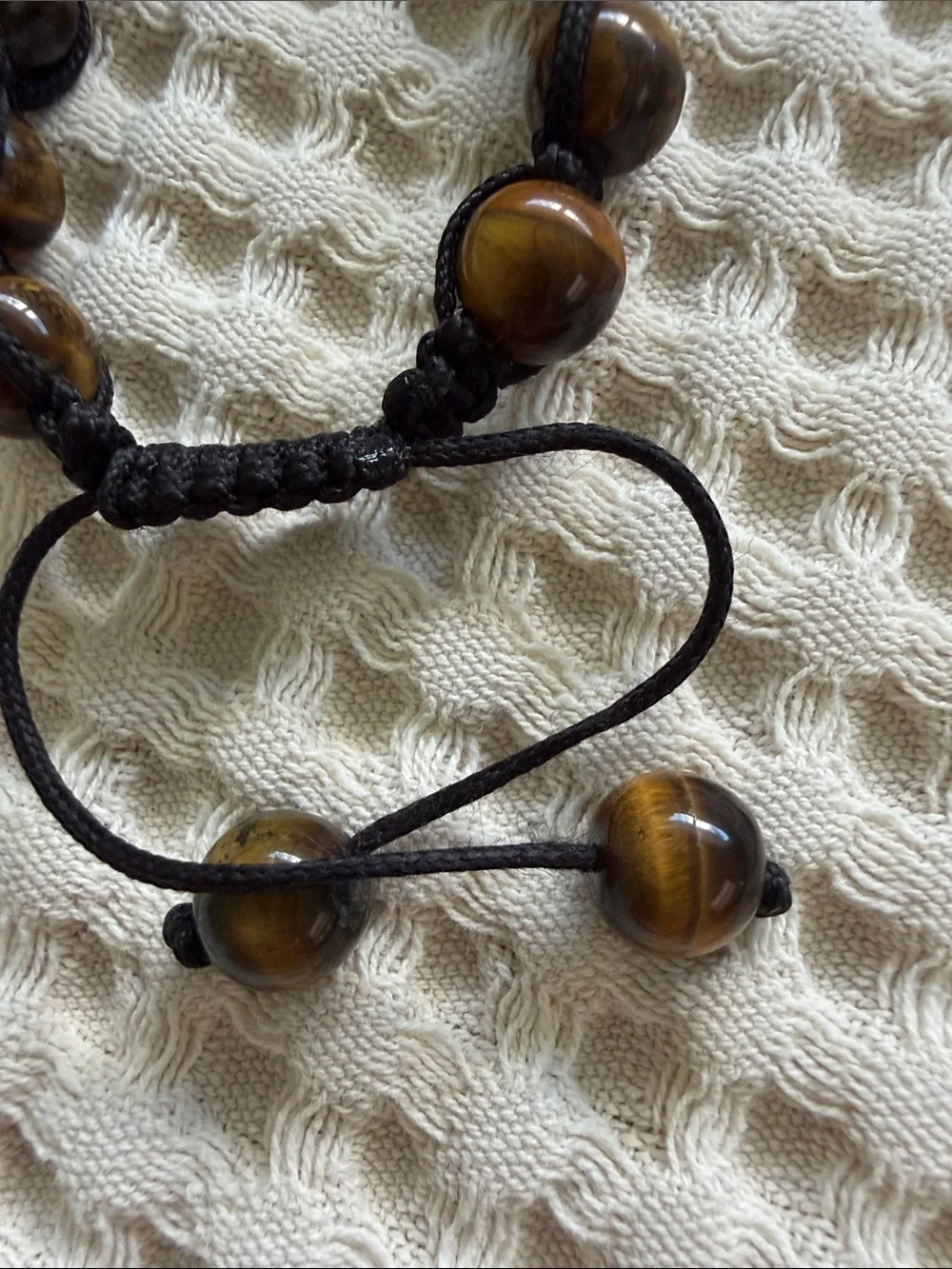 Women/ Men Brown Tiger Eye Bead Adjustable Bracelet
